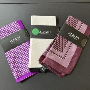 Alfani Pocket Square Lot Of 3 Multicolor Men's One‎ Size NWT Preppy Business